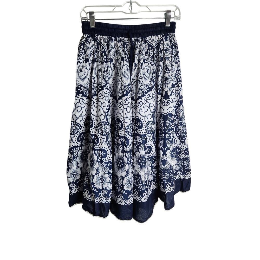 Vtg 100% cotton Midi Skirt sz L printed made in India Boho Peasant Festival